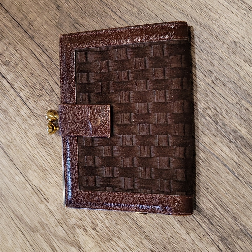 Oscar de la Renta Wallet Brown Leather Vintage